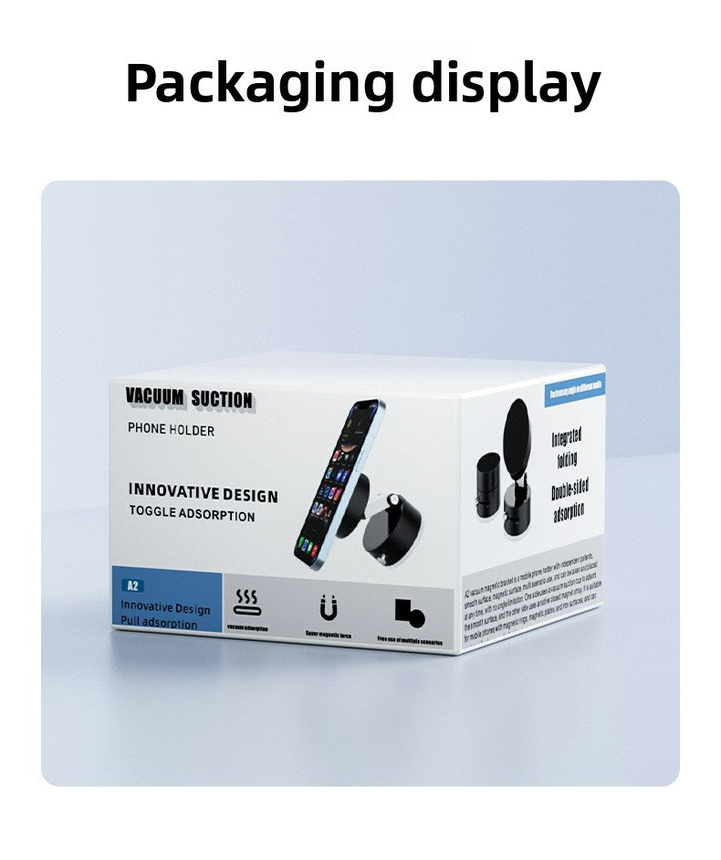 Car-mounted multifunctional vacuum suction cup holder, foldable and telescopic, lazy kitchen vacuum double-sided magnetic phone holder