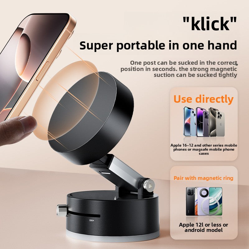 Car-mounted multifunctional vacuum suction cup holder, foldable and telescopic, lazy kitchen vacuum double-sided magnetic phone holder