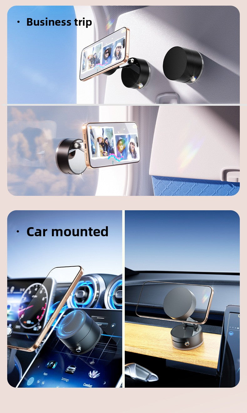 Car-mounted multifunctional vacuum suction cup holder, foldable and telescopic, lazy kitchen vacuum double-sided magnetic phone holder